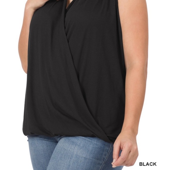 New!Plus Size Black Sleeveless Drape Top Size 1X 2X 3X - Picture 4 of 5